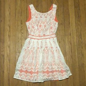 Pink and white lace tea dress
